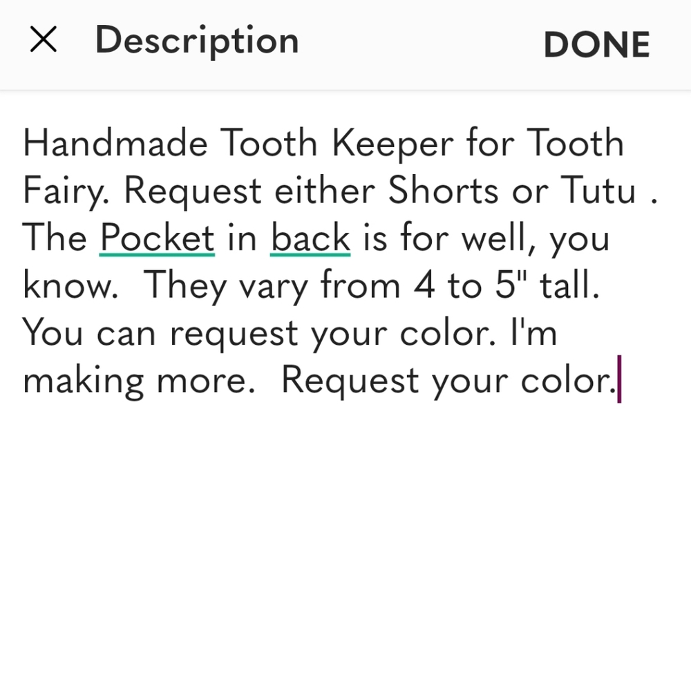 Handmade Tooth Keeper for Tooth Fairy. Request either Shorts or Tutu and color. - Picture 6 of 6